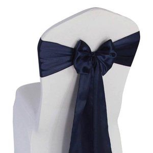 50 count | Navy Blue Satin Chair Sashes Wedding Party Dining Banquet Bows Ties